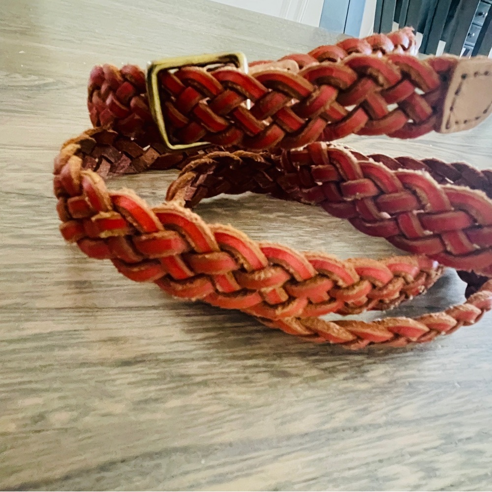 J. Crew Woven Leather Belt - Brown and Red